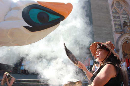 Tribe trucks totem pole 4,800 miles in fossil fuels protest